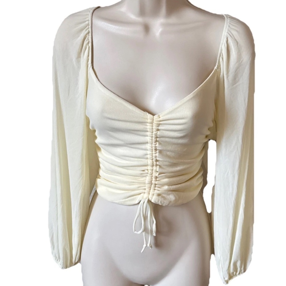 Lulu's Cream Ruched Blouse